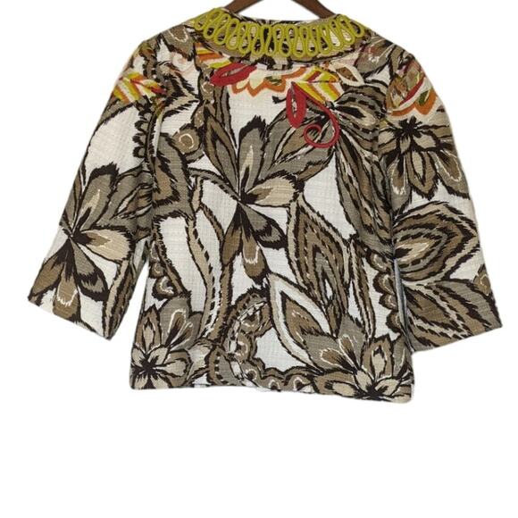 Chicos VTG Multicolored Tropical Floral Blazer Jacket Coastal Grandma M 8 Size 1 - Picture 4 of 11